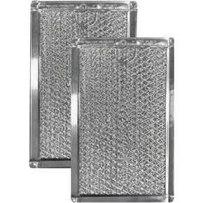12-Layer Air Filter Factory 5" x 7.5" Pull Tab Microwave Grease Filter Replacements For Many GE, Frigidaire, Magic Chef & LG Microwave Oven Models Filter Set Of 2 (Pull Tab Long Side)