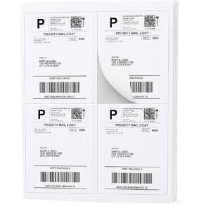 Buhbo 4-UP Address Shipping Label 4" x 5" Sticker Labels for Laser & Ink Jet Printers (100 Sheets, 400 Labels)