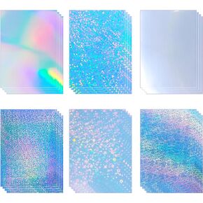 Bleidruck Printable Sparkle Holographic Sticker Paper 20 Sheets 8.5x11 Inch Waterproof Glitter Vinyl Sticker Paper Quick Dry for Inkjet/Laser Printer