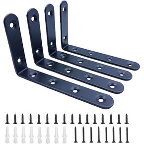 4 Set Furniture Anchors, Cabinet Anti Tip Kit for Baby Pet Proofing, 5" x 3" Black Furniture Wall Anchor Dresser Wall Safety Anchor Bookcase Prevent Falling Earthquake Straps (4)