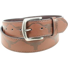 Longhorn Bull Leather Belt Strap and Metal Buckle 1.5" Wide with Snaps - Western Bullhorn