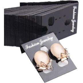 200pcs Plastic Jewelry Earring Display Cards Ear Stud Packaging Hanging Cards Price Tags 37x30mm (Black)