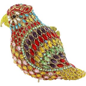 Women Parrot Animal Rhinestone Crystal Purse Prom Purses and Handbags Bird Evening Clutch for Party Wedding