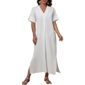Eddoyee Kaftan Dresses for Women V-neck Bathing Suit Cover Up Plus Size Beach Caftan