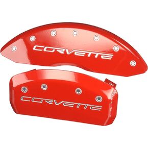 MGP Caliper Covers - Brake Caliper Covers 2005-2013 Chevrolet Corvette - C6 Z51 Pkg - Front and Rear Set - Corvette Logo - Red