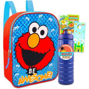 Sesame Street Elmo Toddler Backpack Set - Bundle with Deluxe 11"Sesame Street Elmo Mini Backpack, Stickers, and More |Sesame Street School Supplies