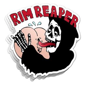 Rim Reaper Sticker Halloween Funny Skeleton Meme Vinyl Die Cut Sticker for Car Laptop Phone Water Bottle Guitar Helmet Gift Idea Merchandise Decor Decal Stuff (3 Inches (3 Pcs))