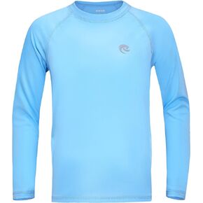 Kids Fishing Sun UV Shirt - 1 or 2 Pack Outdoor Boys Long Sleeve Lightweight Running Swimming Rash Guard Shirts