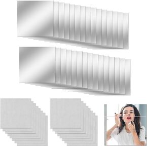 30 Pcs Acrylic Mirror Tiles, Small Square Mirrors, Self Adhesive Mini Mirror Tiles for Crafts, 2.36x2.36 Inch Tiny Acrylic Square Mirrors for Crafts DIY Projects Home Wall Tables Kitchen Decoration
