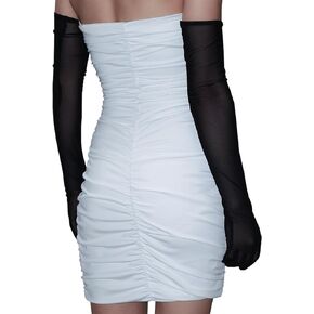 قفازات شبه شفافة مثيرة للنساء مقاس 21 بوصة، قفازات تول طويلة قابلة للتمدد، قفازات شبكية لحفلات الزفاف المسائية in Kuwait