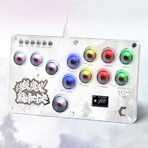Fighting Game Controller, Arcade Stick 16Keys All-Button Gamerfinger with Custom RGB & Turbo Functions,Arcade Controller Street Fight for PC/Ps3/Ps4/Switch Game Keyboard-Supports Hot Swap & SOCD