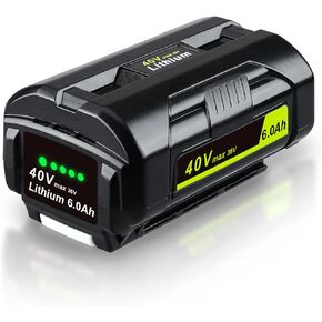 6.0Ah 40V OP4060 Lithium-lon Replacement for Ryobi 40V Battery Compatible with Ryobi Battery OP4040 OP4050A OP4026 OP40201 OP40261 OP4030 OP40301OP4050 OP40601