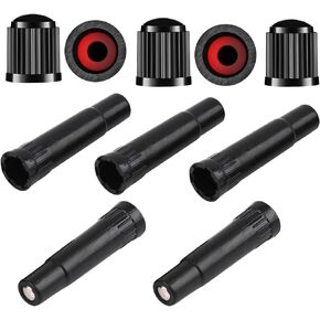 5 Pack Screw-on Valve Cap Stem Extension Extender Adapter + 5 Pack Universal Stem Covers Tire Valve Caps for Auto Car Wheel Bike Truck Motorcycle SUV Tyre Air Seal and Inflation