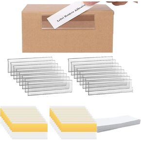 200 Pcs 3 x 1 Inch Self Adhesive Label Holders with Paper Label Inserts, Clear Shelf Tag Label Holders Adhesive Shelf Labels for Supermarket Bookshelf Mailbox Storage Bins in Kuwait