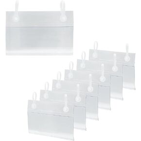 20 Pcs Clear Plastic Label Holders Clip On, Basket Label Clips with Easy Button Lock Design, Wire Shelf Price Labels,Labels for Storage Bins,Merchandise Sign Display Holder (3.15 inch)