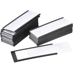 MECCANIXITY Label Holders 3" x 5" C Channel Rubber Magnetic for Metal Shelves Organize, Office File Cabinets Pack of 20