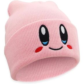 Kir-by Beanies hat Lovely face Embroidery Winter Knitted Hat Bonnet Cap Girls Boys Skiing Warm Unisex