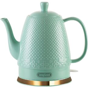 Ceramic Electric Kettle with Fine Mesh Infuser, 1.2L/1000W Boil Water Quickly and Easily with Boil-Dry Protection Auto Shut Off, Detachable Swivel Base, Glazed Relief Carving in Kuwait