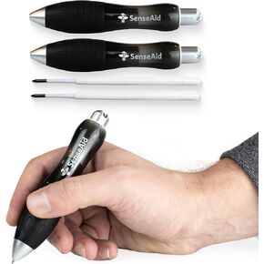 Black Heavy Weighted Ballpoint Pens, Set of 2 with Extra Ink, Ideal for Hand Tremors and Pain