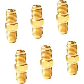 HQMPC Brass Flare Fititng Gas Connector Gas Adapter Union Brass Tube Coupler Bras Pipe Flare Fitting 3/8" FlareX3/8" Flare 12Pcs