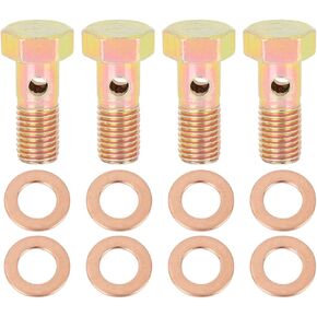 X AUTOHAUX 4 Sets M8x1.0mm Metric Thread Banjo Bolts Brake Fitting Adapter with M8 Washers