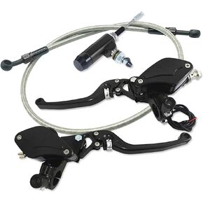 7/8" 22mm Universal Motorcycle Modified Hydraulic Brake Master Cylinder Reservoir Set Compatible with Dirt Bike Sport Bike Scooter Pit Bike ATV Black