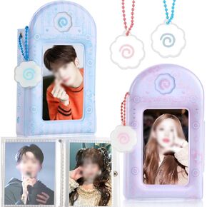 قطعتين 3 بوصة Kpop Photocard Binder أزرق وردي مجوف Kpop Photocard حامل كتاب كارتون ألبوم صور صغير سلسلة المفاتيح حامل بطاقة الصورة مع قلادة بطاقة الصورة الموثق بطاقة صور صغيرة كتاب in Kuwait