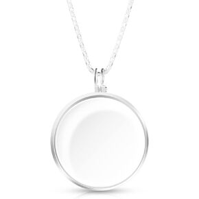 5X Monocle Necklace Magnifier, Halloween Gentlemen Costume for 1920 Monocle Eyepiece with 36 Inch Long Chain for Halloween Dress up Costume, Cosplay, Reading, Jewelry(Silver)