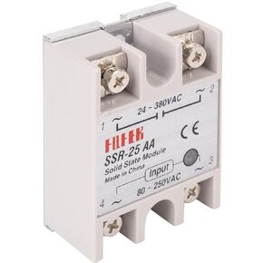BlueStars Solid State Relay SSR-25AA AC to AC Input 80-250VAC to Output 24-380VAC 25A Single Phase Semi-Conductor Relay Module - Control 80-250V AC Load 24-380V AC