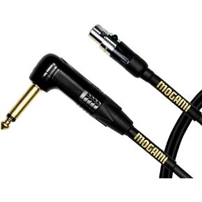 Mogami Gold BPSH TS-18R Belt Pack Instrument Cable for Wireless Instrument Systems, 1/4" TS Male Plug to Mini XLR-Female 4-Pin, Right Angle to Straight Connectors, 18 Inch