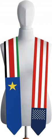 وشاح تخرج بعلم جنوب السودان وعلم الولايات المتحدة الأمريكية مقاس 72 بوصة، وشاح للدراسة الدولية في الخارج فئة 2024 (لا يشمل ثوب البكالوريا وقبعة) in Kuwait