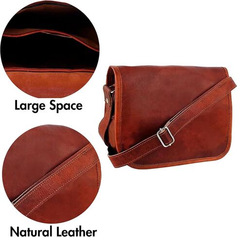 Men Handmade Leather Flap Messenger Bag Women Crossbody Handbag Magnet Purse in Saudi Arabia