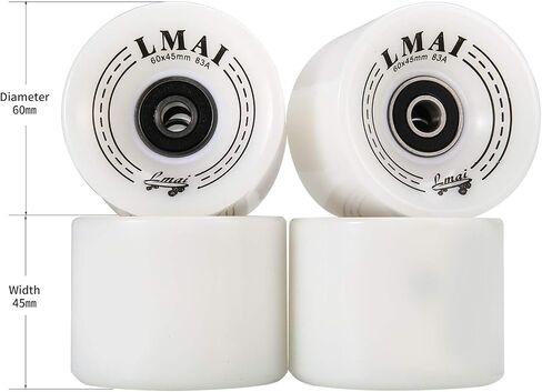 Skateboard Wheels 60mm 83A Black + ABEC 9 Bearing Steel and Spacers in Saudi Arabia