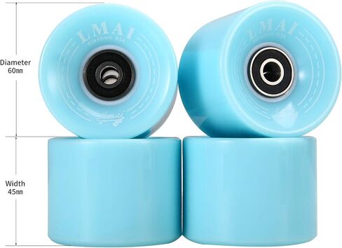 Skateboard Wheels 60mm 83A Black + ABEC 9 Bearing Steel and Spacers in Saudi Arabia