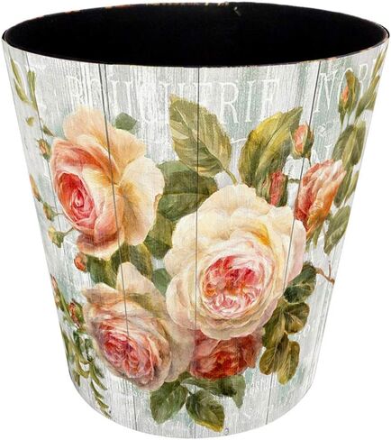 Leather Trash Can, Retro Decorative Waste Basket, 10L Capacity Small Waste Paper Basket, Waterproof Garbage Can for Bathroom, Bedroom, Office, Kitchen and Living Room - Red Bird in Kuwait