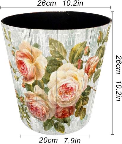 Leather Trash Can, Retro Decorative Waste Basket, 10L Capacity Small Waste Paper Basket, Waterproof Garbage Can for Bathroom, Bedroom, Office, Kitchen and Living Room - Red Bird in Kuwait