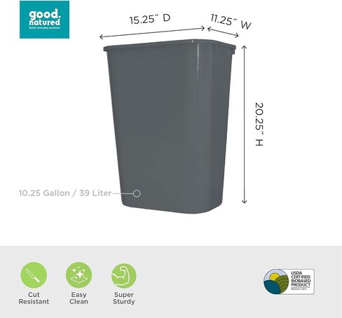 good natured Plant Based Tall Recycler - 10.25 Gallon Recycle Bin for Kitchen, Outdoor Commercial Recycle Bins, Large bin for Office Products - Big Recycling Trash Can, Recycling Bin for Kitchen in Saudi Arabia