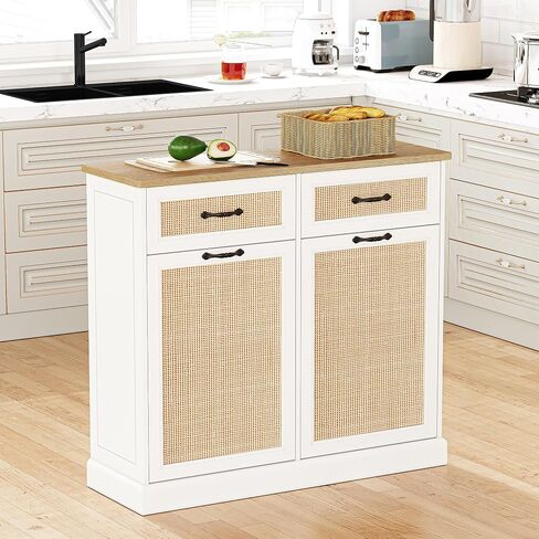 Double Trash Can Cabinet, Tilt Out Hidden Trash Cabinet 10 Gallon for Kitchen Dining Room, Recycling Trash Bin Cabinet Free Standing Laundry Hamper in Saudi Arabia