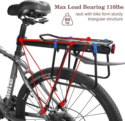 Bike Rear Rack Bike Cargo Rack with Fender Full Quick Release Bicycle Cargo Rack Bicycle Rear Racks Adjustable Bicycle Carrier Cargo Mountain Road 115 lbs Capacity Universal in Kuwait