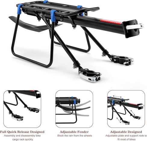 Bike Rear Rack Bike Cargo Rack with Fender Full Quick Release Bicycle Cargo Rack Bicycle Rear Racks Adjustable Bicycle Carrier Cargo Mountain Road 115 lbs Capacity Universal in Kuwait