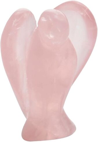 Rockcloud Healing Crystals Puff Heart & Guardian Angel Figurine Carved Worry Stone Chakra Reiki Balancing Set, Green Aventurine & Fluorite in Saudi Arabia