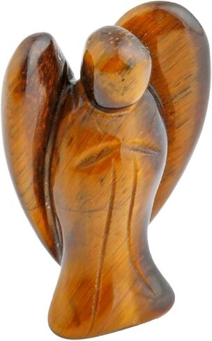 Rockcloud Healing Crystals Puff Heart & Guardian Angel Figurine Carved Worry Stone Chakra Reiki Balancing Set, Green Aventurine & Fluorite in Saudi Arabia
