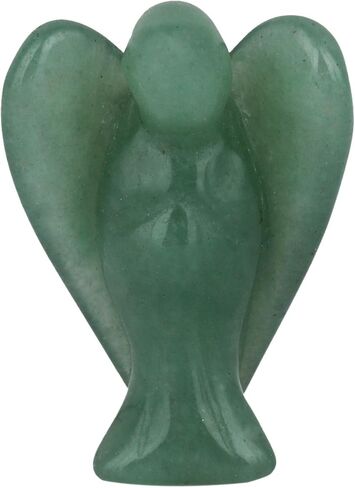 Rockcloud Healing Crystals Puff Heart & Guardian Angel Figurine Carved Worry Stone Chakra Reiki Balancing Set, Green Aventurine & Fluorite in Saudi Arabia