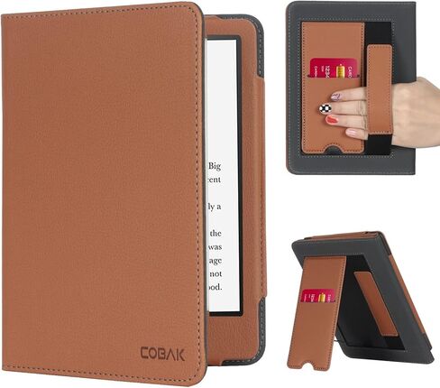 CoBak Kindle Paperwhite Case with Stand - Durable PU Leather Cover with Auto Sleep Wake, Card Slot, Hand Strap Feature - Fits Kindle Paperwhite 11th Generation 6.8" and Signature Edition 2021 Released in Saudi Arabia