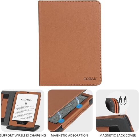 CoBak Kindle Paperwhite Case with Stand - Durable PU Leather Cover with Auto Sleep Wake, Card Slot, Hand Strap Feature - Fits Kindle Paperwhite 11th Generation 6.8" and Signature Edition 2021 Released in Saudi Arabia