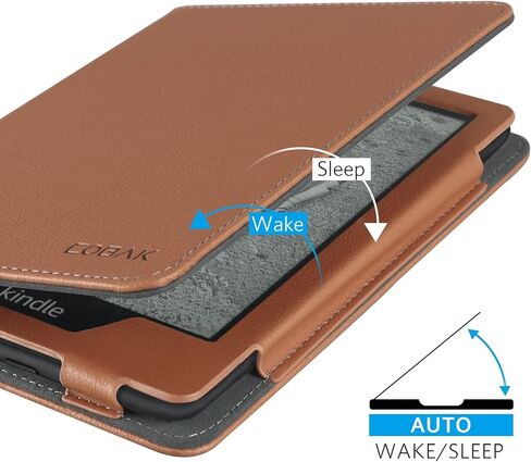 CoBak Kindle Paperwhite Case with Stand - Durable PU Leather Cover with Auto Sleep Wake, Card Slot, Hand Strap Feature - Fits Kindle Paperwhite 11th Generation 6.8" and Signature Edition 2021 Released in Saudi Arabia