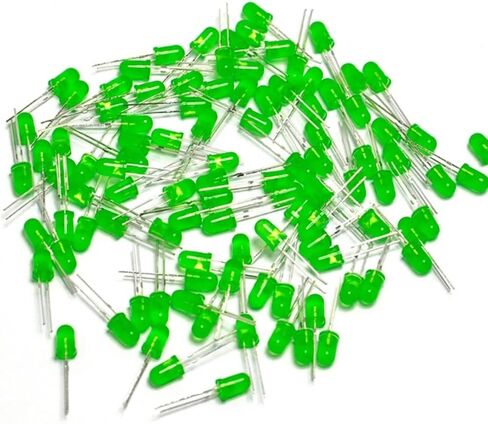 50 قطعة 5 مم مصابيح LED خضراء (عدسة خضراء) + 50 قطعة مقاومات (تيار مستمر 6-12 فولت) متضمنة، صمامات ثنائية LED خضراء، مصابيح لمبة صمام ثنائي باعث للضوء in Kuwait