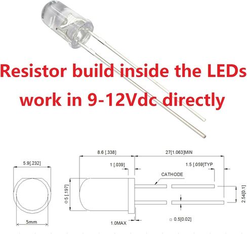 50 قطعة 12 فولت 5 مللي متر netural الأبيض LED 9 فولت-12 فولت مقياس العنقودية أداة صمام ثنائي باعث للضوء in Kuwait