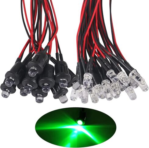 40pcs/Set DC 12V 5mm LED Diodes Kit Diode Lamp Prewired Emitting Diodes with Holder for DIY Home Decoration (Red) in Saudi Arabia
