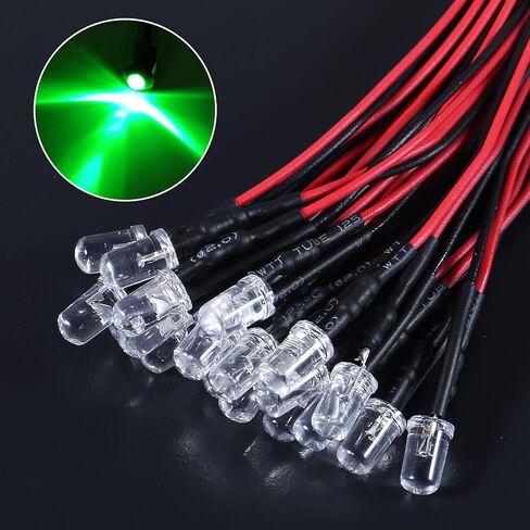 40pcs/Set DC 12V 5mm LED Diodes Kit Diode Lamp Prewired Emitting Diodes with Holder for DIY Home Decoration (Red) in Saudi Arabia